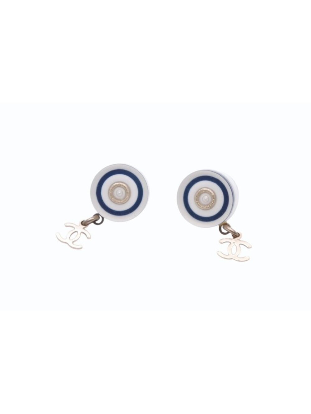 Chanel CC Logo Earrings 05 Pearl Resin Metal